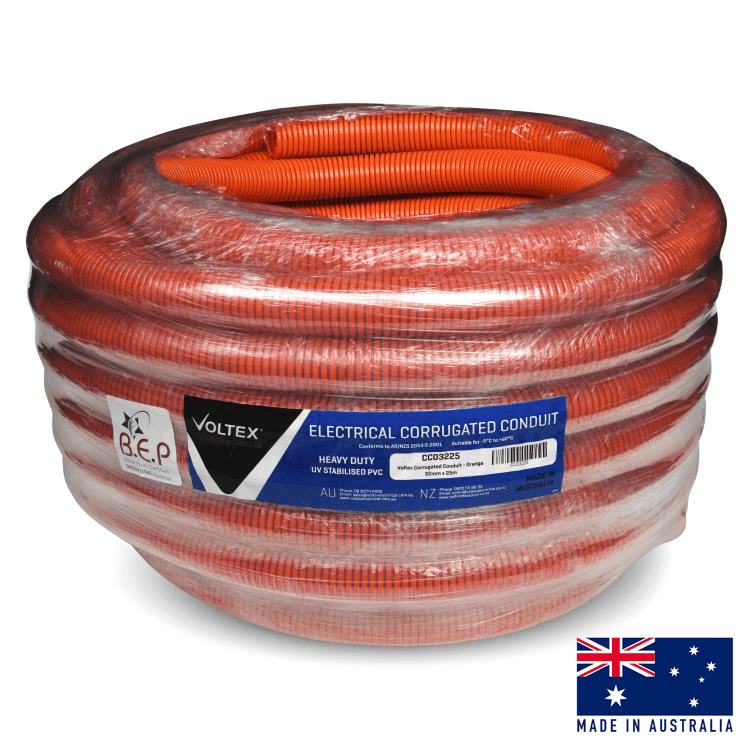 CCO3225 Heavy Duty Orange Corrugated Conduit 32mm x 25m Roll