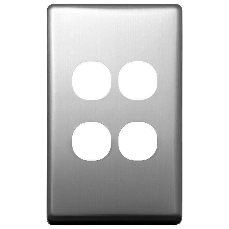 CSW4PS Voltex Classic Stainless Steel Cover Plate for 4 Gang Switch (white switch only)
