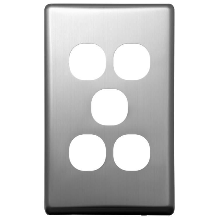 CSW5PS Voltex Classic Stainless Steel Cover Plate for 5 Gang Switch (white switch only)
