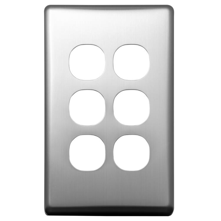CSW6PS Voltex Classic Stainless Steel Cover Plate for 6 Gang Switch