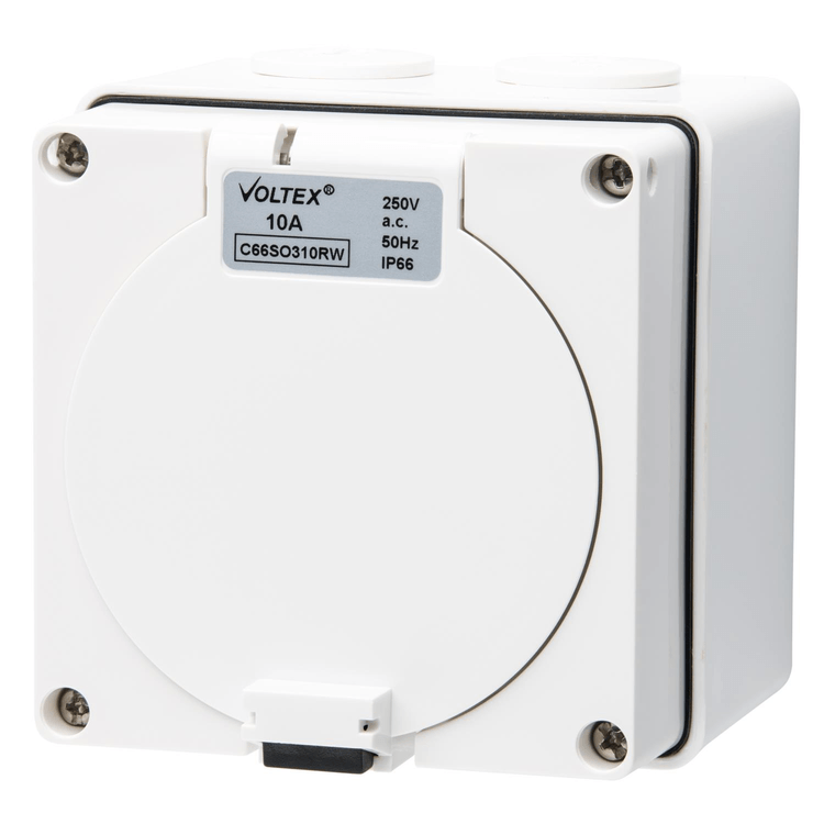 C66SO310RW Socket Outlet 3 Pin 250V 10A - Chemical Resistant White