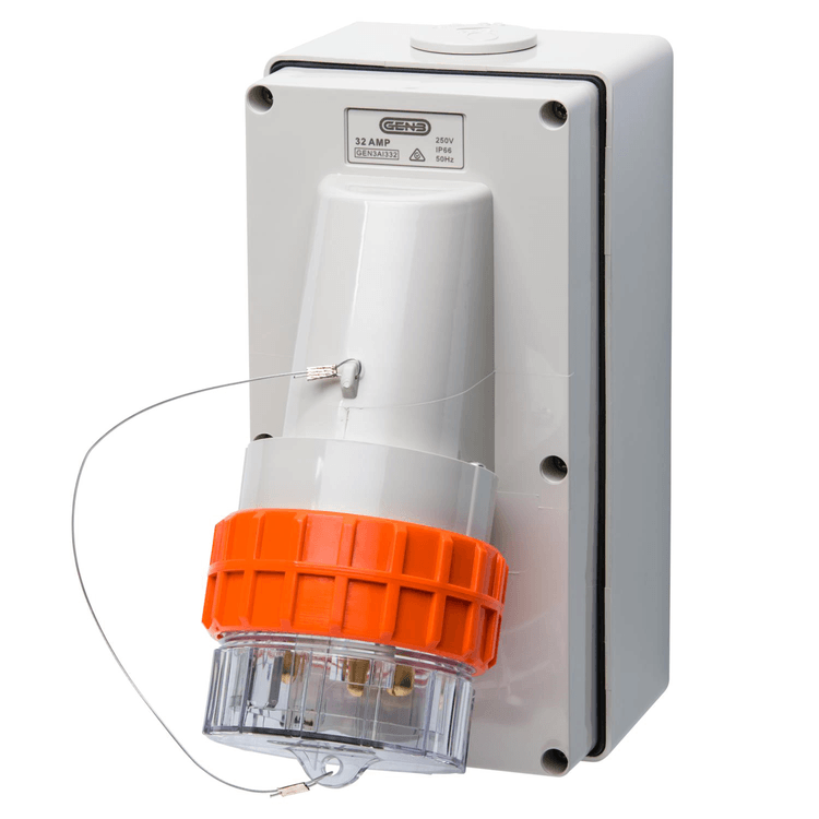 C66AI332 IP66 Appliance Inlet 250V 32A 3 Round Pins