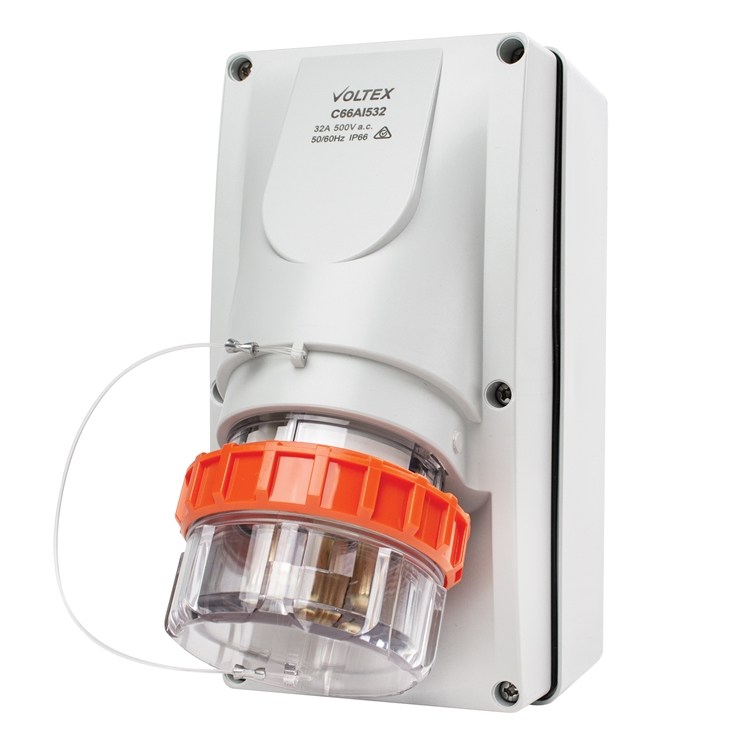 C66AI532 IP66 Appliance Inlet 500V 32A 5 Round Pins
