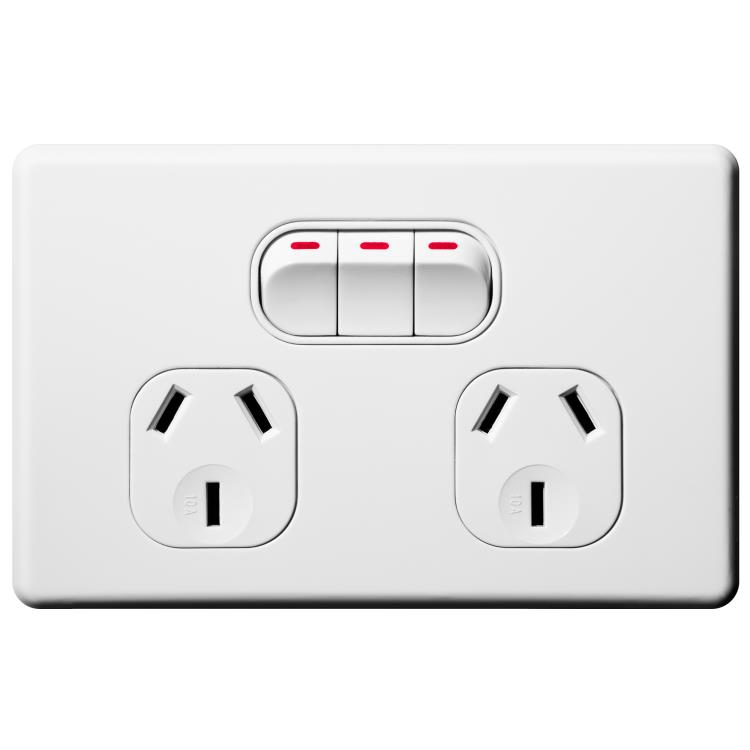 SLPP2HX Voltex Shadowline Double Power Outlet with Extra Switch 250V 10A