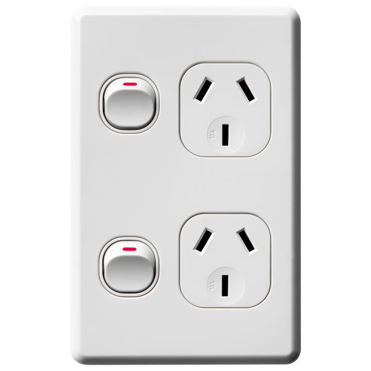 SLPP2V Voltex Shadowline Vertical Double Power Outlet 250V 10A