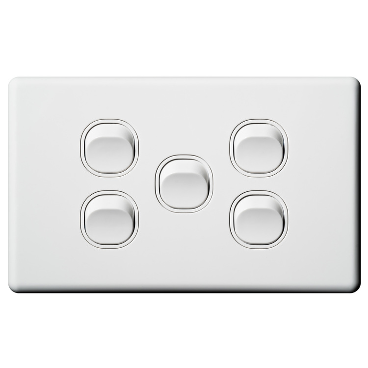 CSW5H Voltex Classic Horizontal 5 Gang Switch 250V 16AX