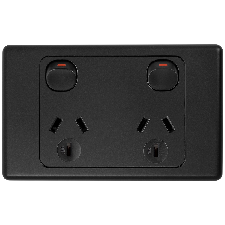 OPP2HB Original Matte Black Double Power Outlet 250V 10A