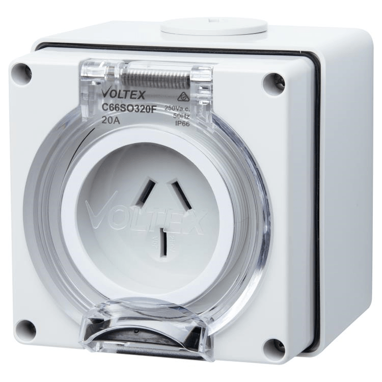 C66SO320F Voltex Socket Outlet 3 Flat Pin 250V 20A