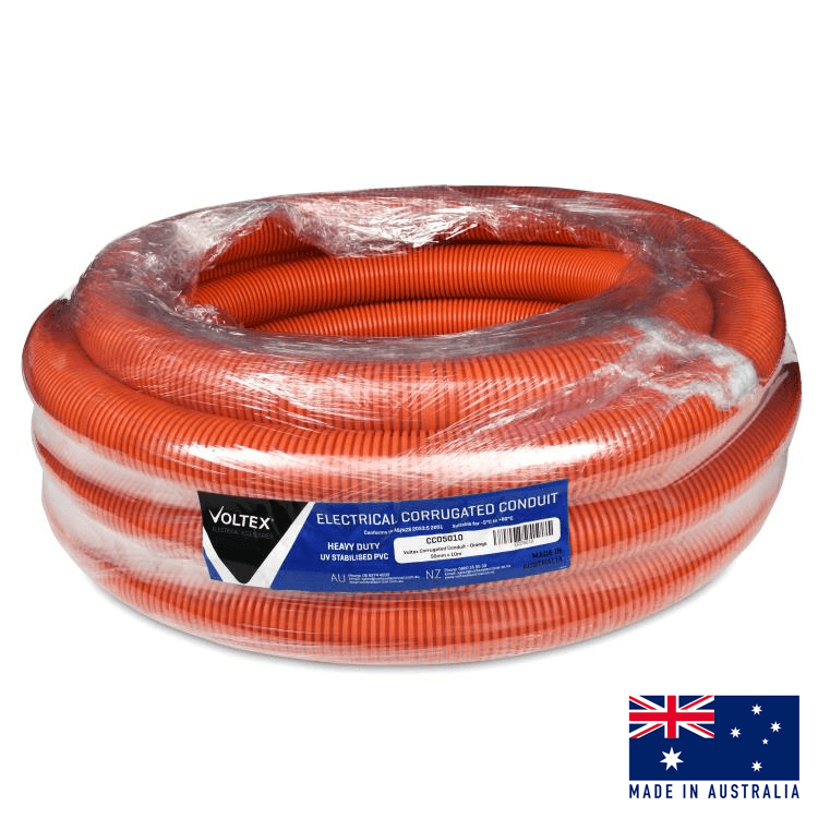 CCO5010 Heavy Duty Orange Corrugated Conduit 50mm x 10m Roll