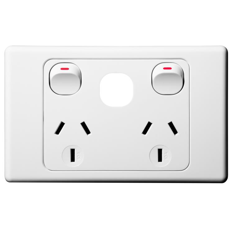 OPP2HXWM Voltex Original Double Power Outlet 250 10A with Extra Switch Provision