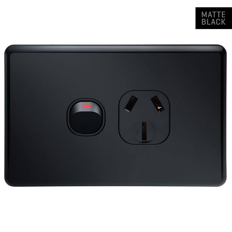 SLPP1H15B Voltex Shadowline Black Single Power Outlet 250V 15A
