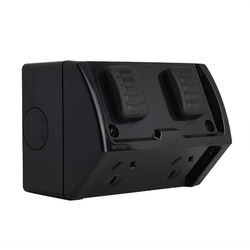 Voltex Black Weatherproof Double Powerpoint - IP53 10A Voltex Black Weatherproof Double Powerpoint - IP53 10A