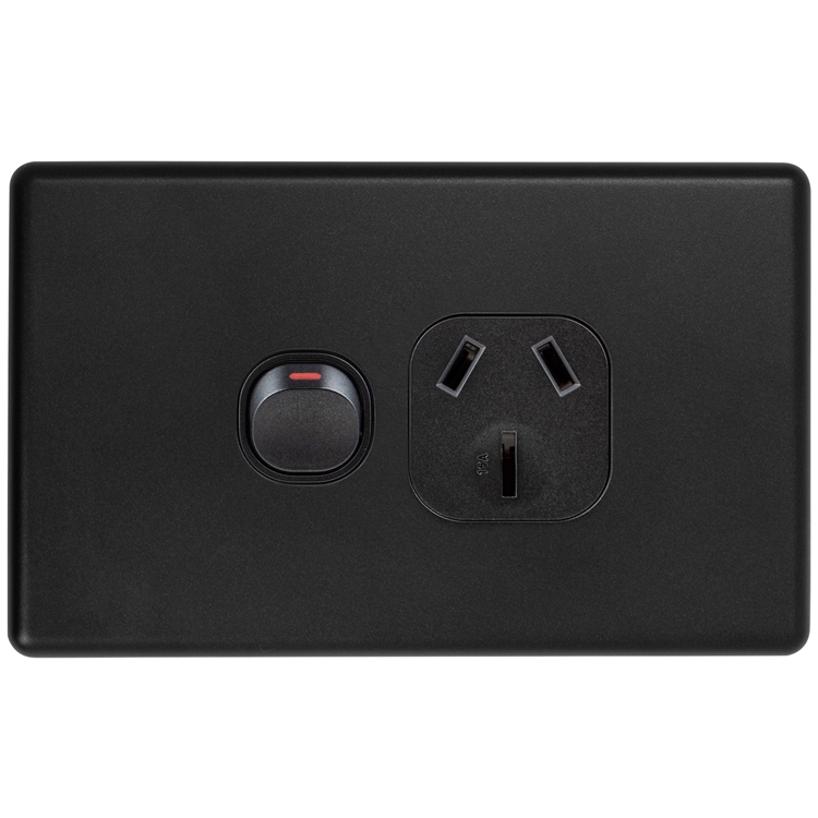 CPP1H15B Classic Black Single Power Outlet 250V 15A